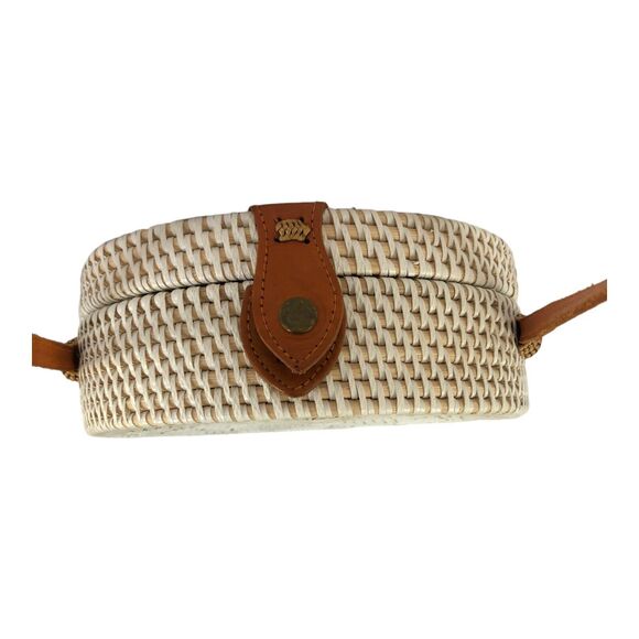 Yik Fung Round Rattan Cross‎ Body Beachy Boho Shoulder Handbag - Picture 4 of 11